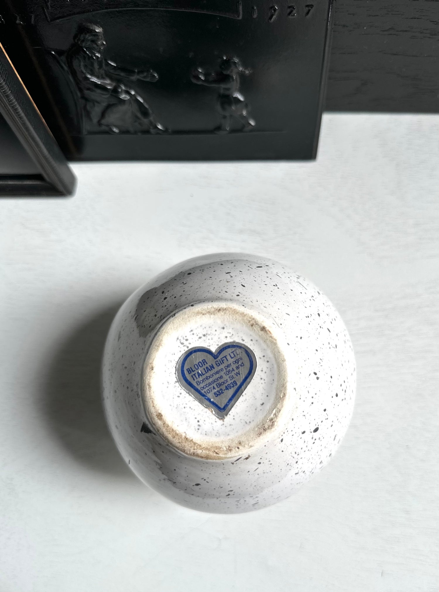 Vintage Splatter Vase Made  in Italy Black and White Ceramic Vessel