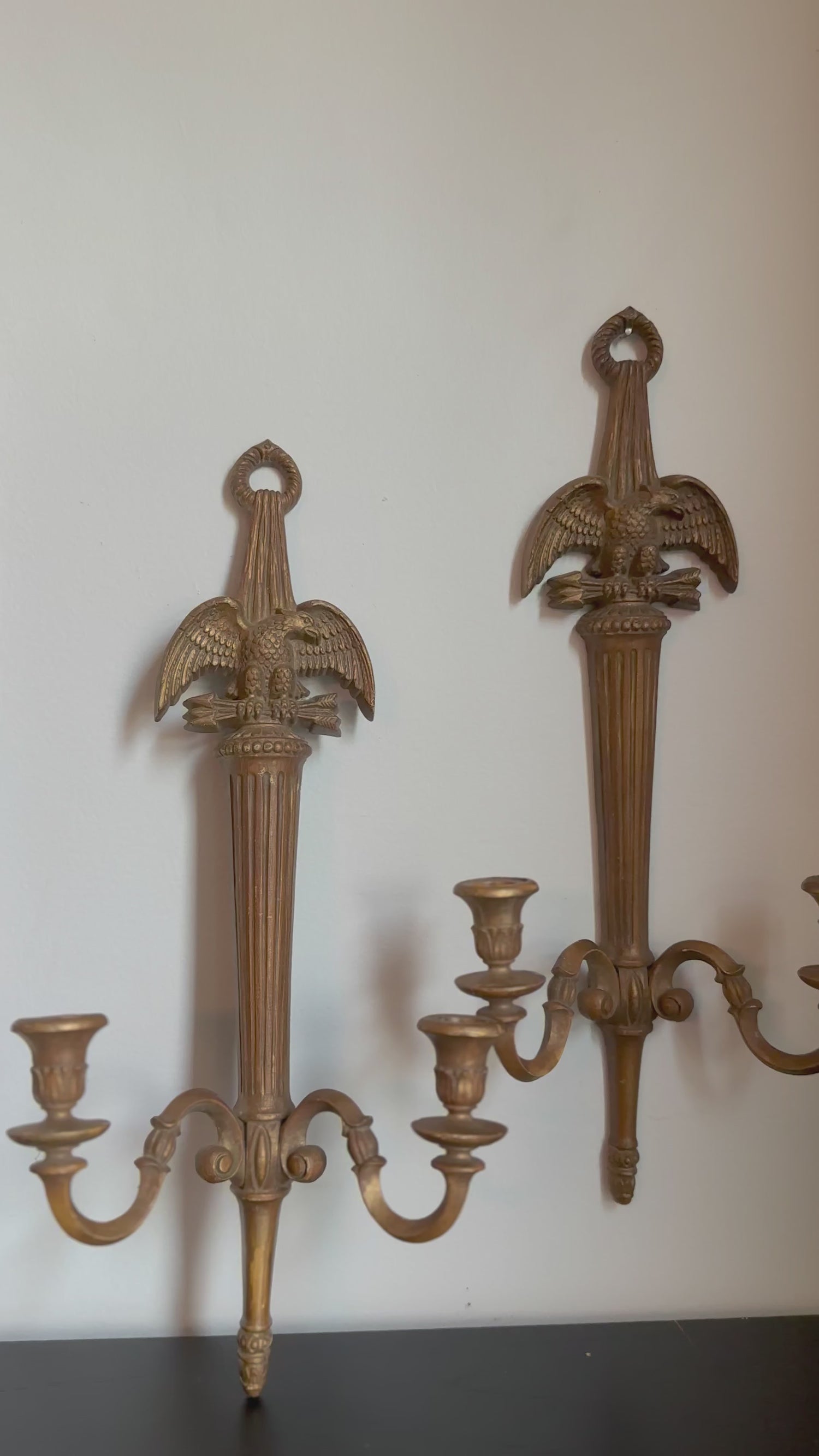 Pair of Neoclassical Eagle Candle Sconces