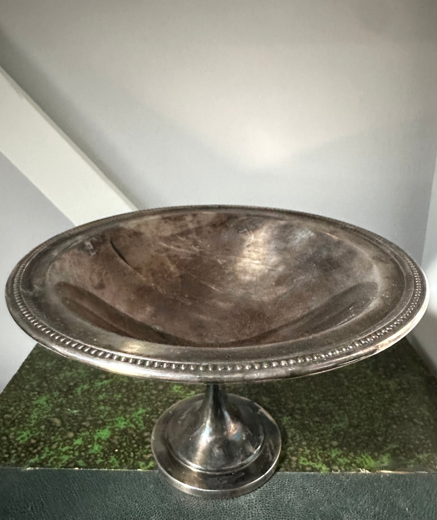 Vintage silver-plated pedestal compote dish