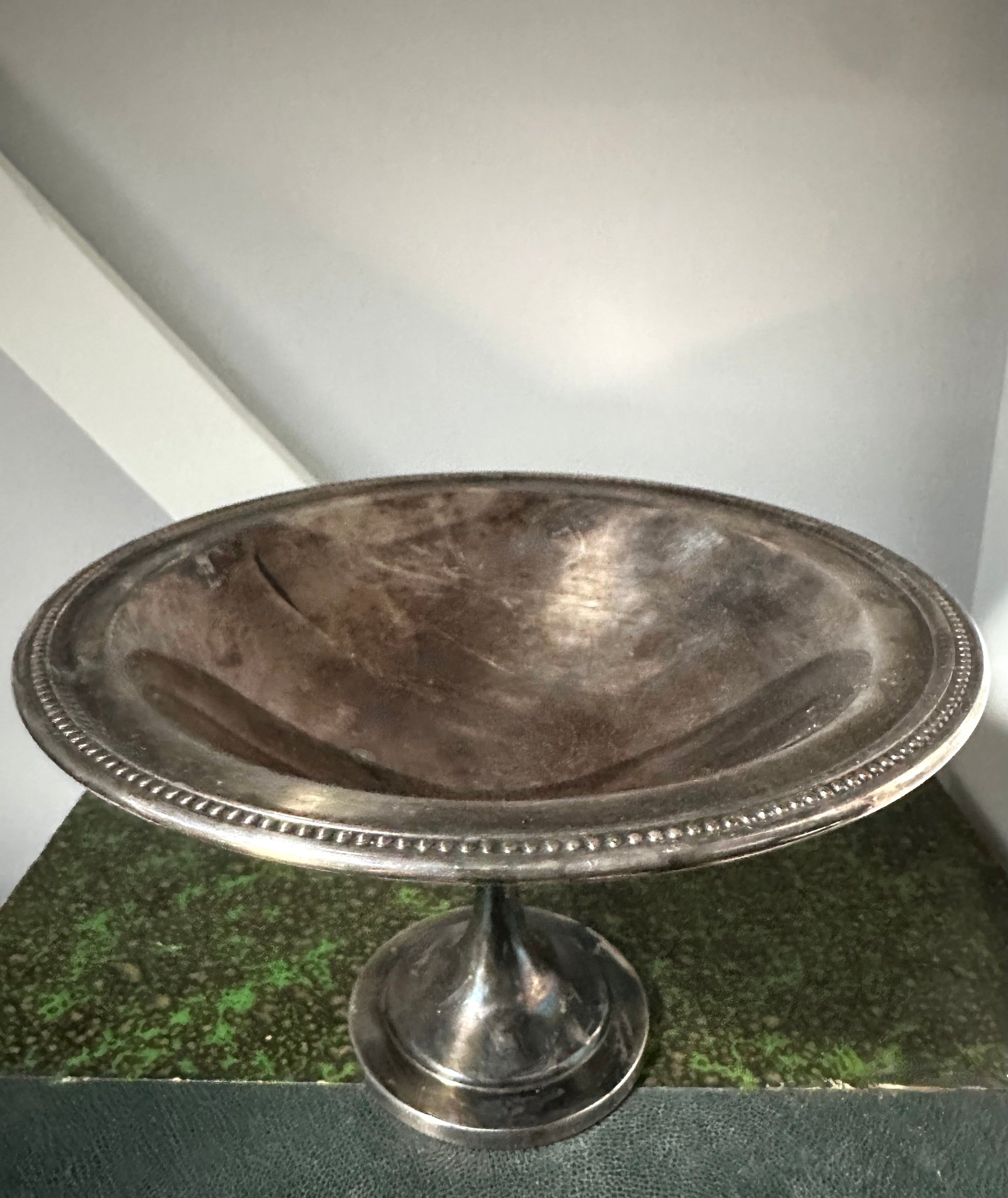 Vintage silver-plated pedestal compote dish