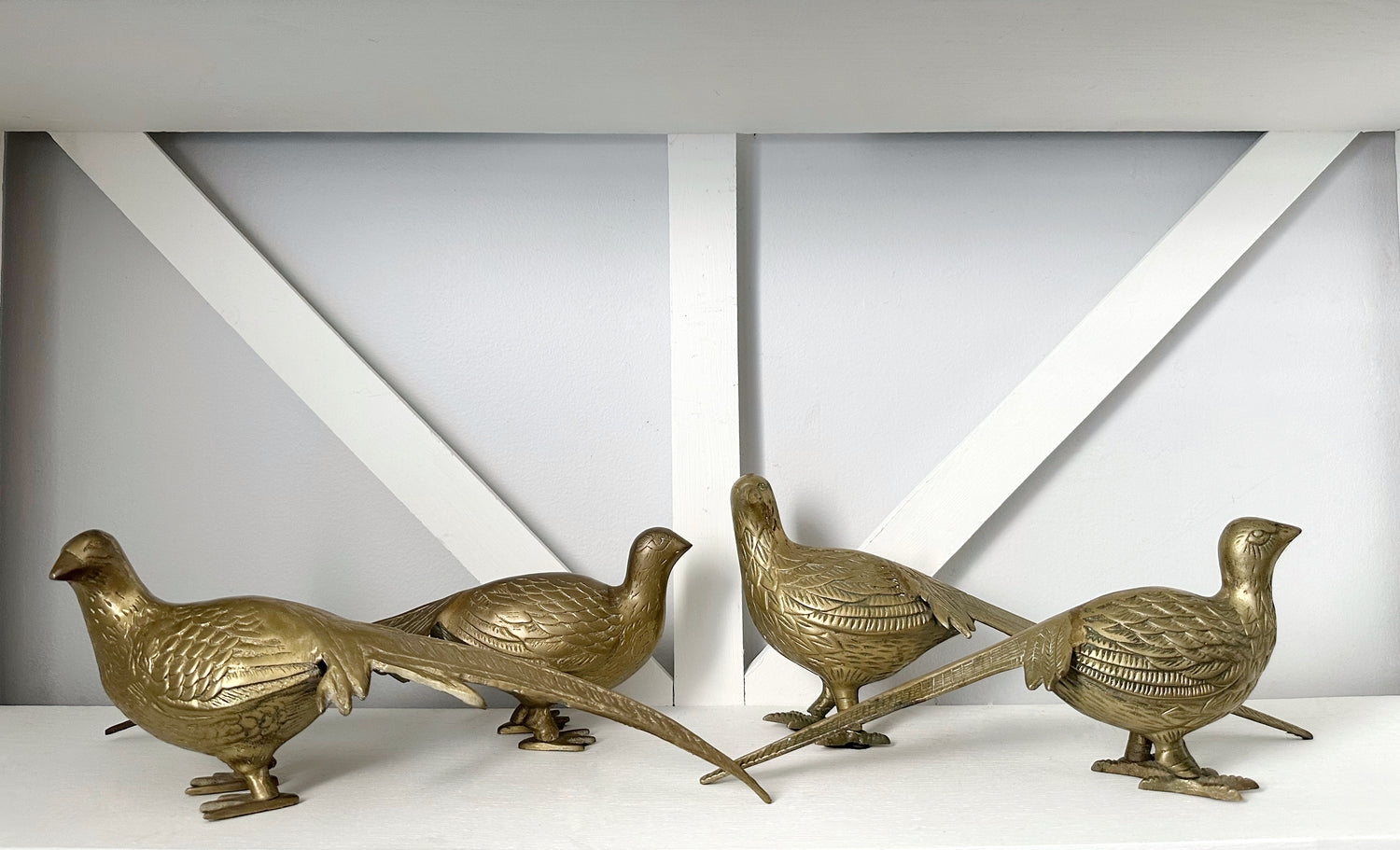 Pair Brass Pheasants