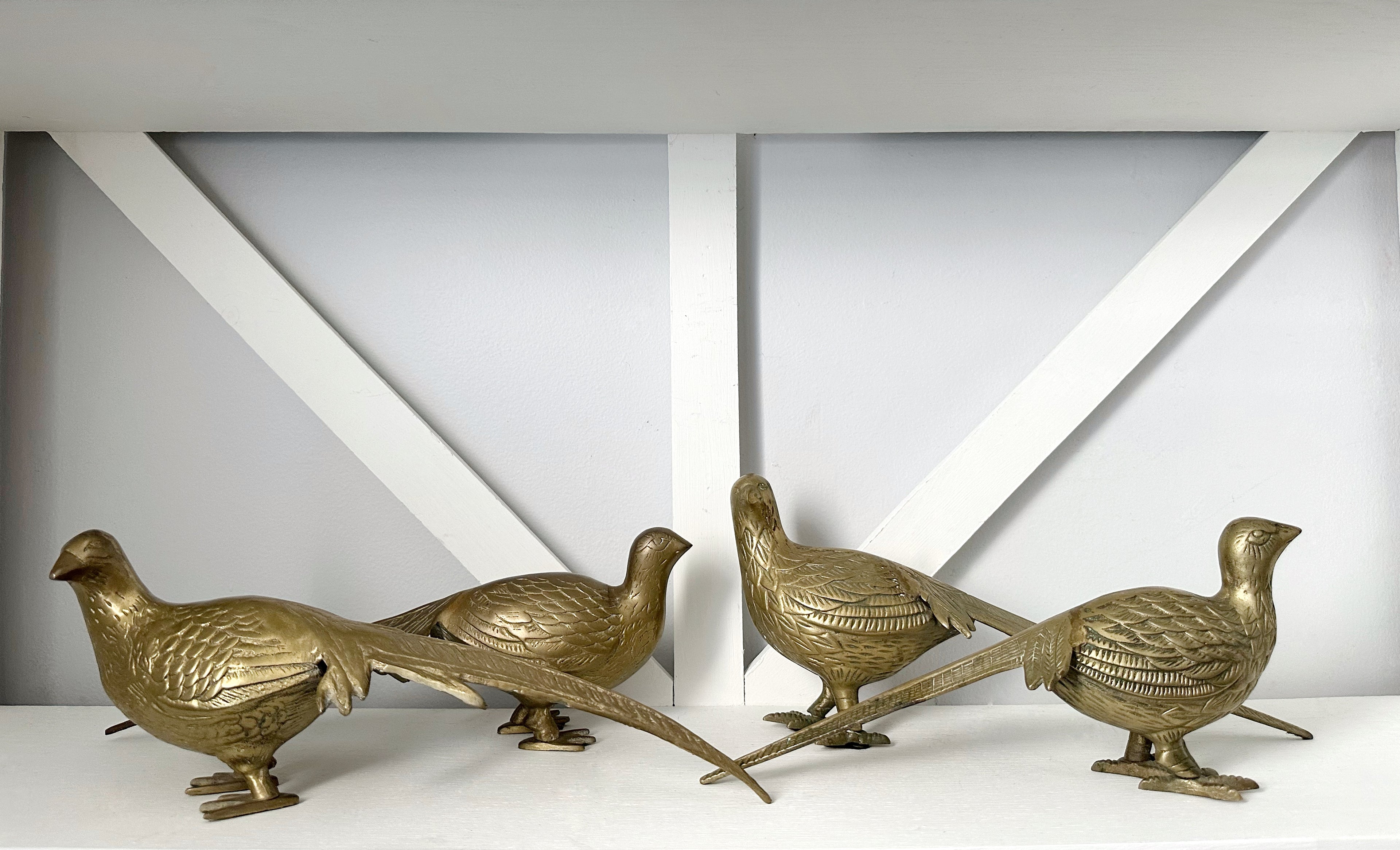 Pair Brass Pheasants