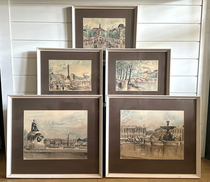 Pair 1940’s French Watercolours