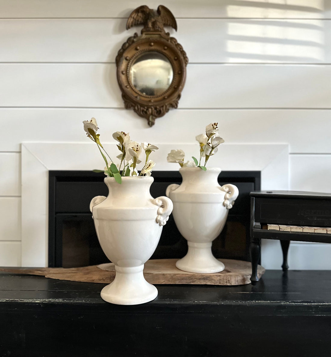 Pair Cream Urns
