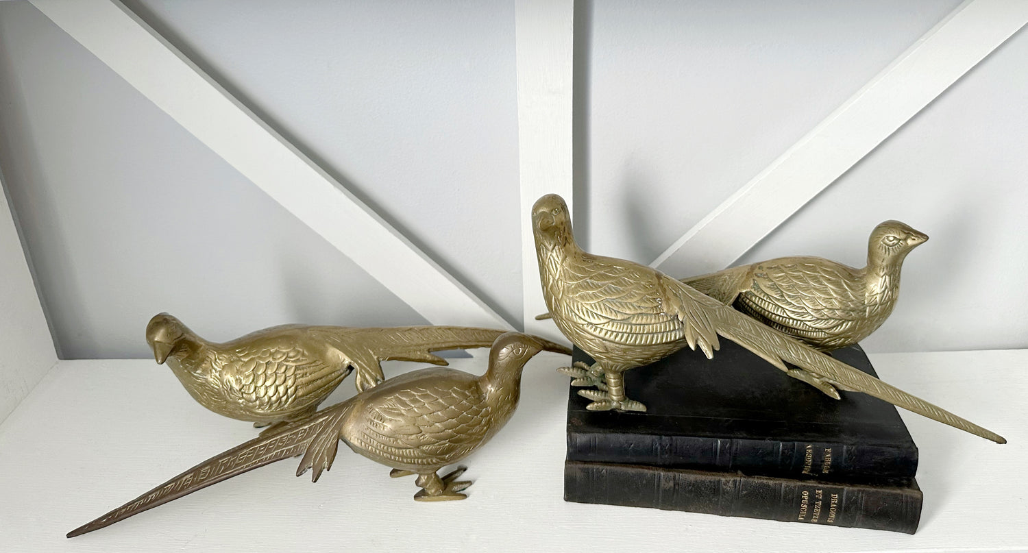 Pair Brass Pheasants