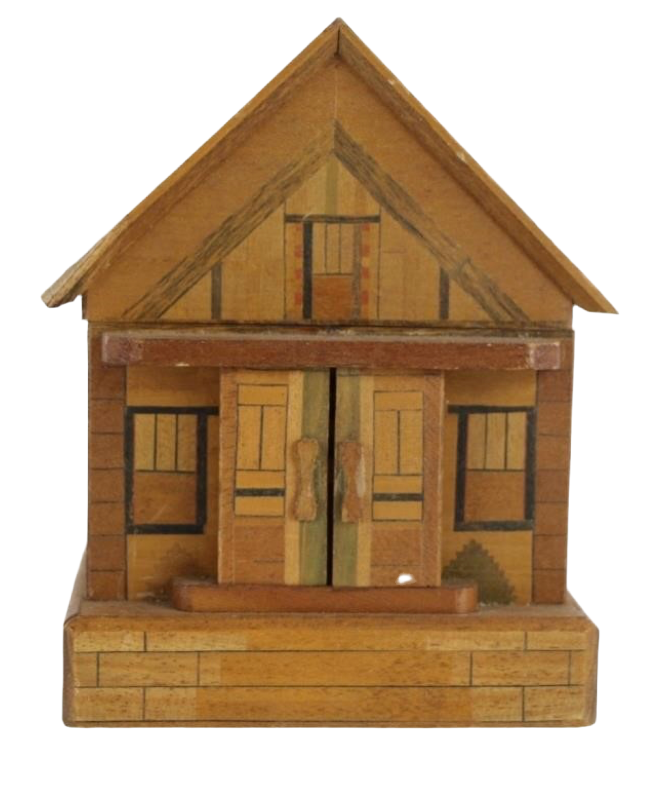 Vintage Wood House Coin Bank