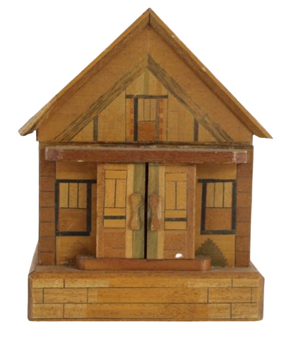 Vintage Wood House Coin Bank