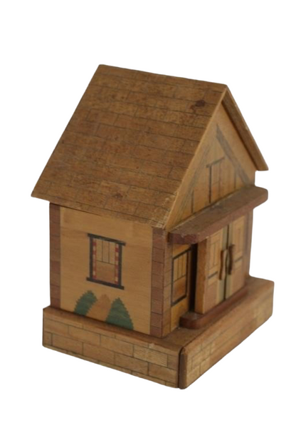 Vintage Wood House Coin Bank