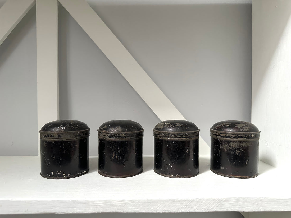 Antique Set Black Spice Canisters