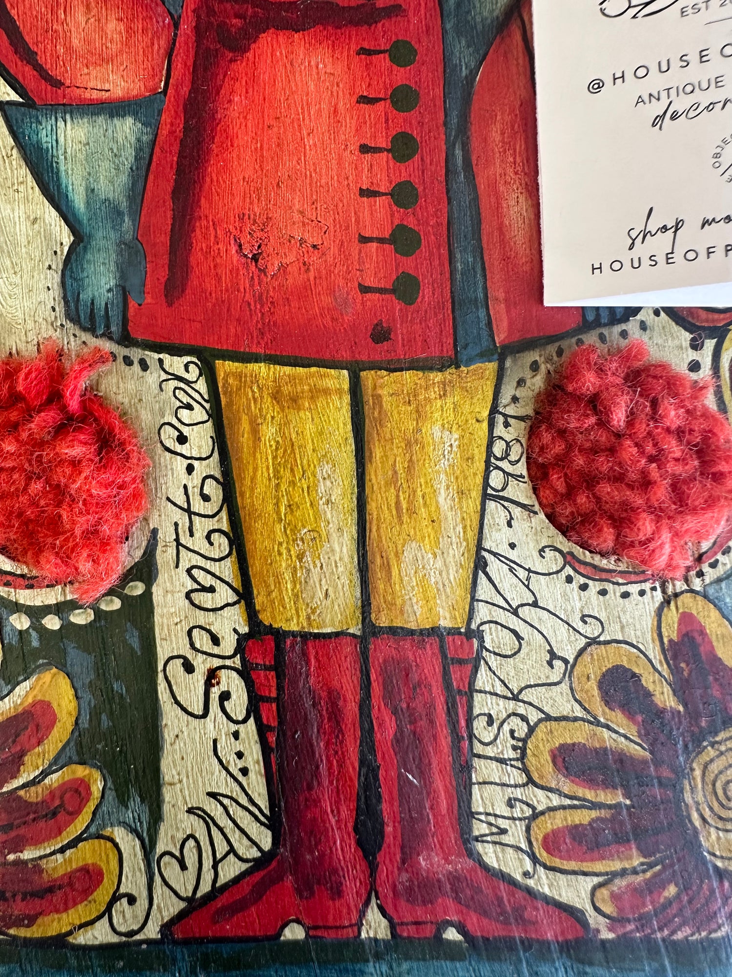 Vintage Folk Art Heart Plaque