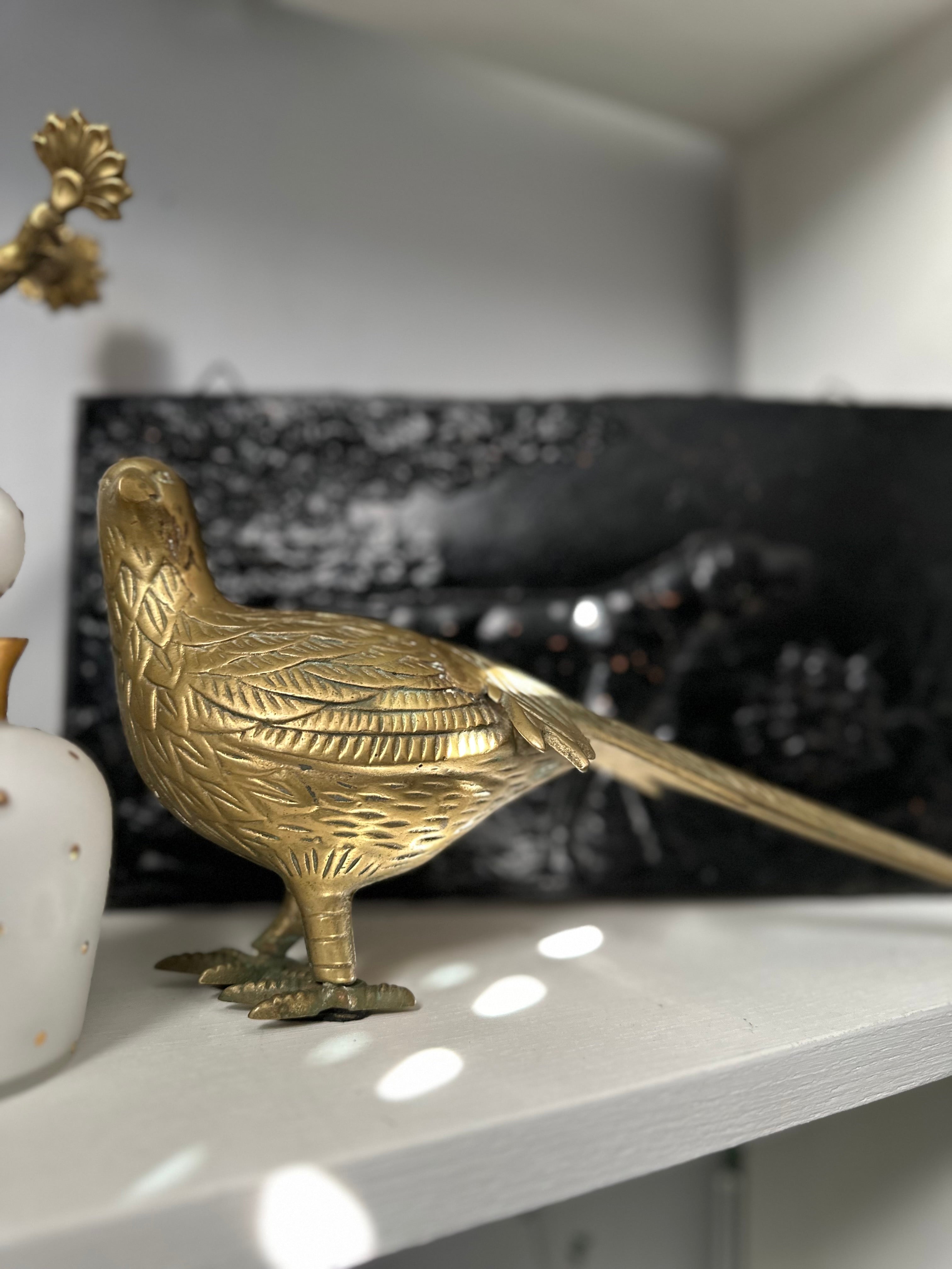 Pair Brass Pheasants