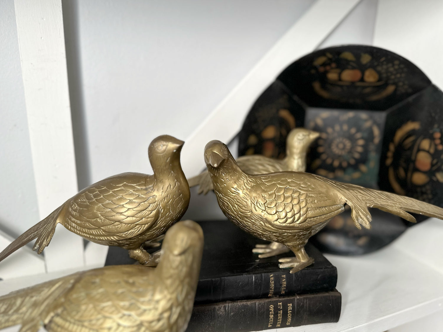 Pair Brass Pheasants