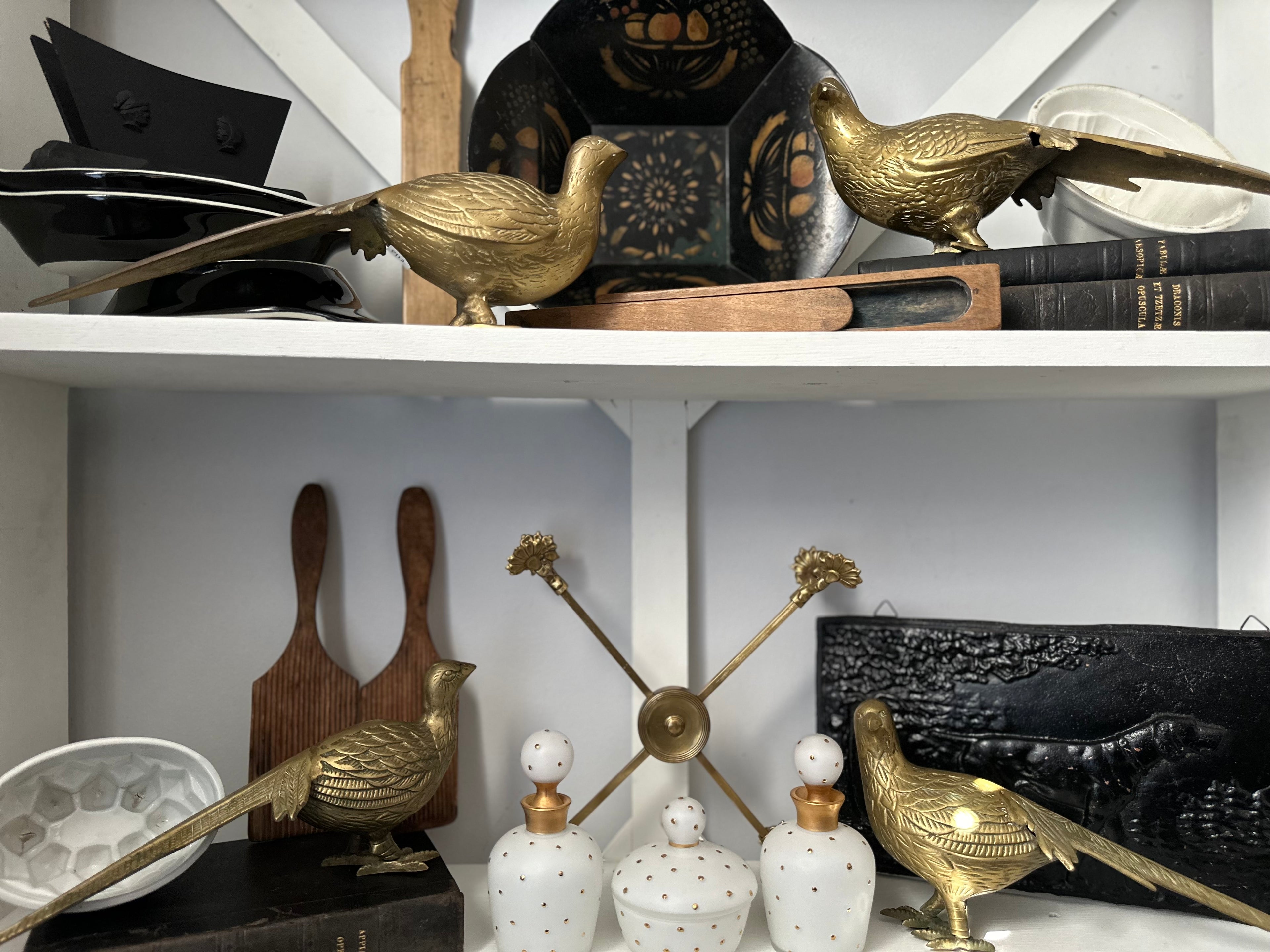 Pair Brass Pheasants