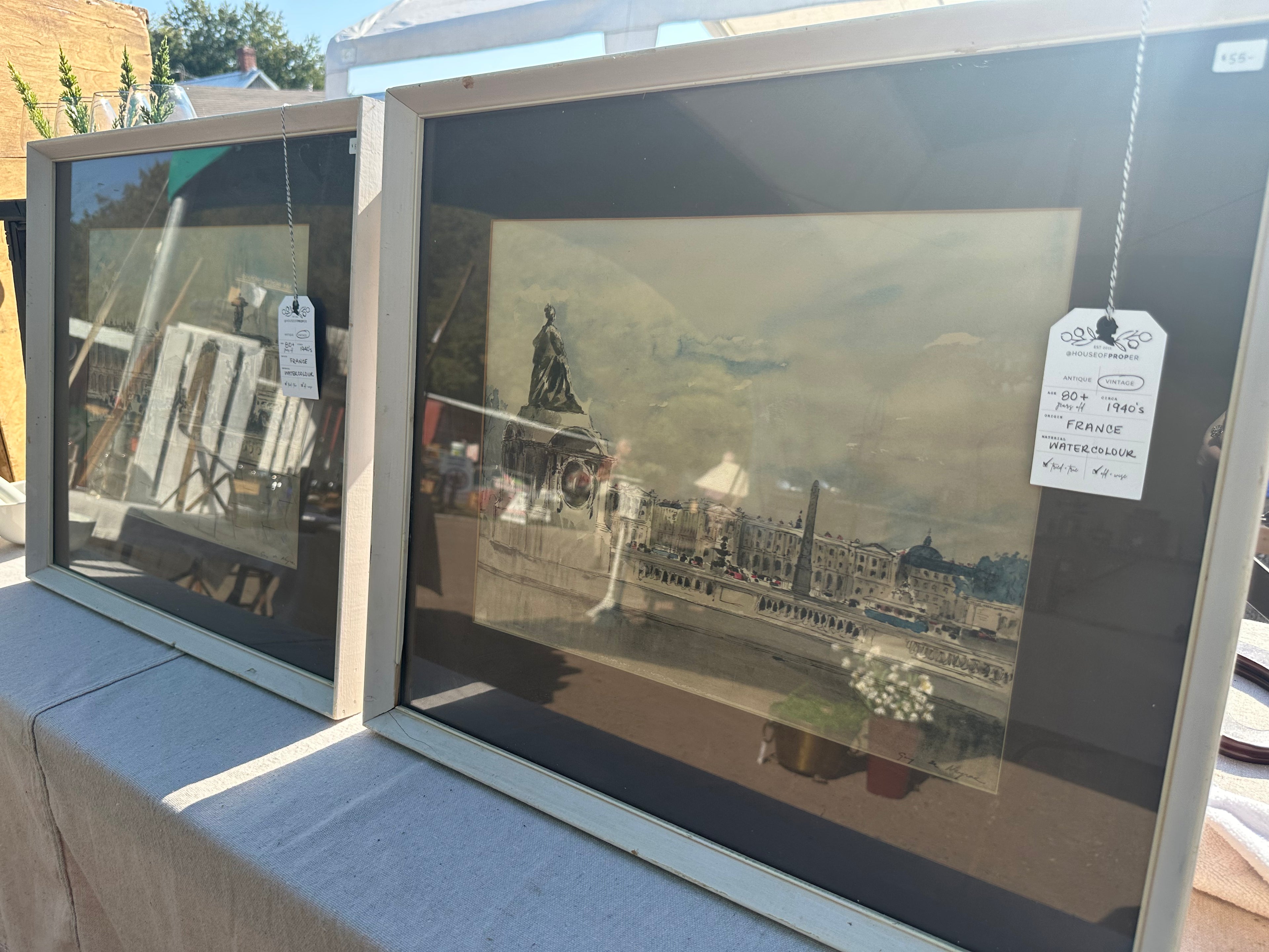 Pair 1940’s French Watercolours