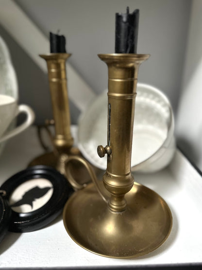 Pair Vintage Brass Candlestick Holders