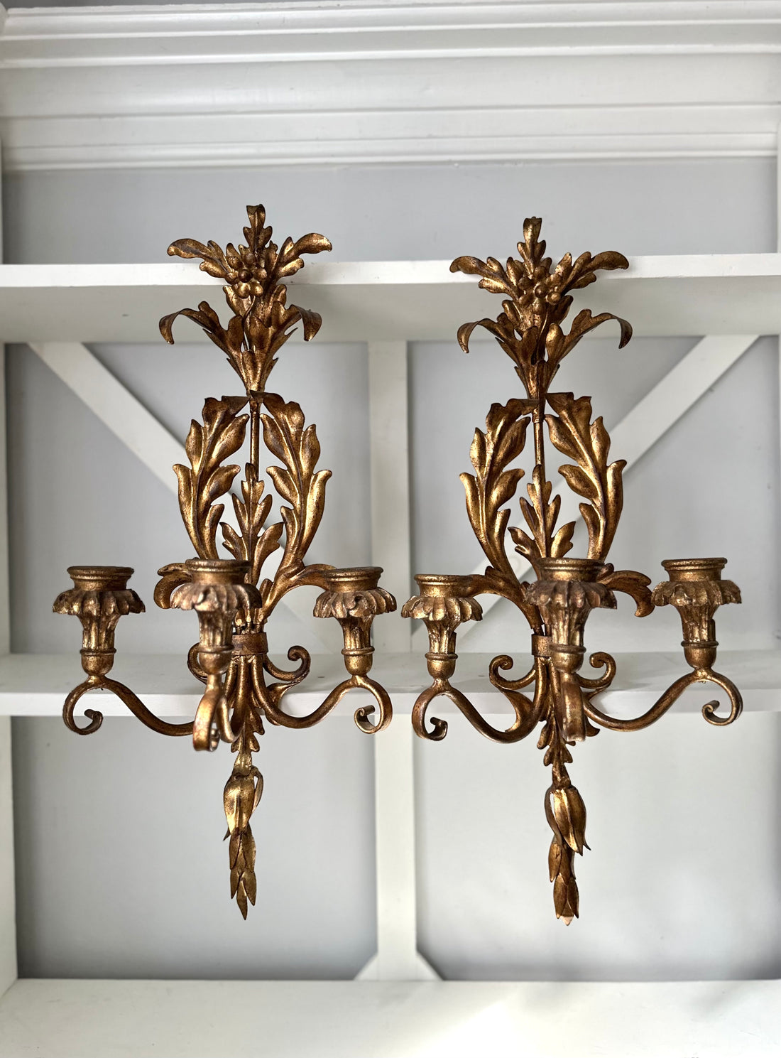 Pair Vintage Hollywood Regency Sconces
