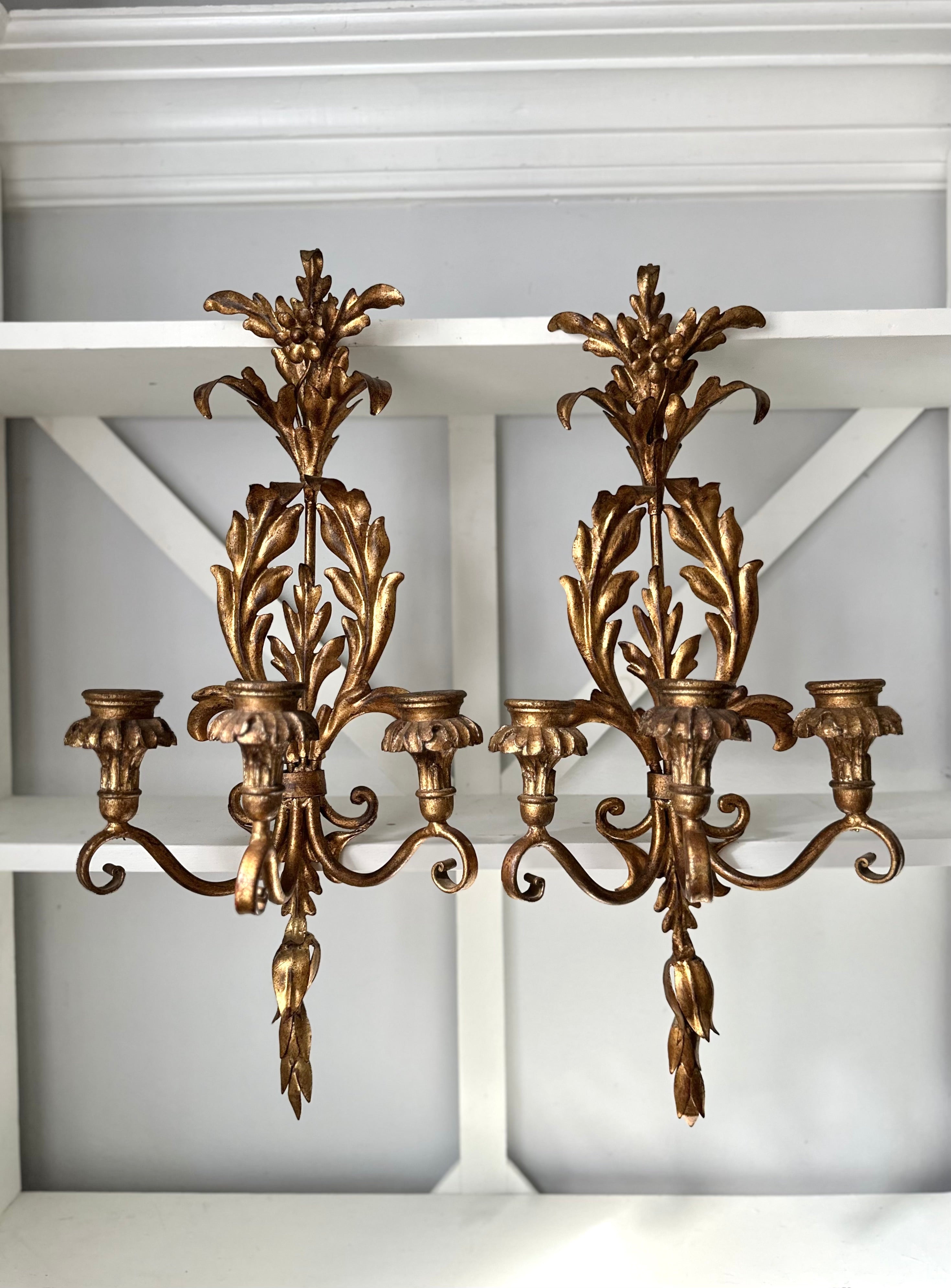 Pair Vintage Hollywood Regency Sconces