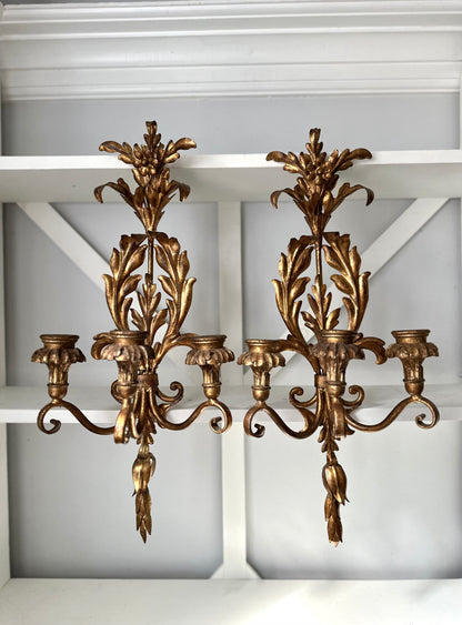 Pair Vintage Hollywood Regency Sconces