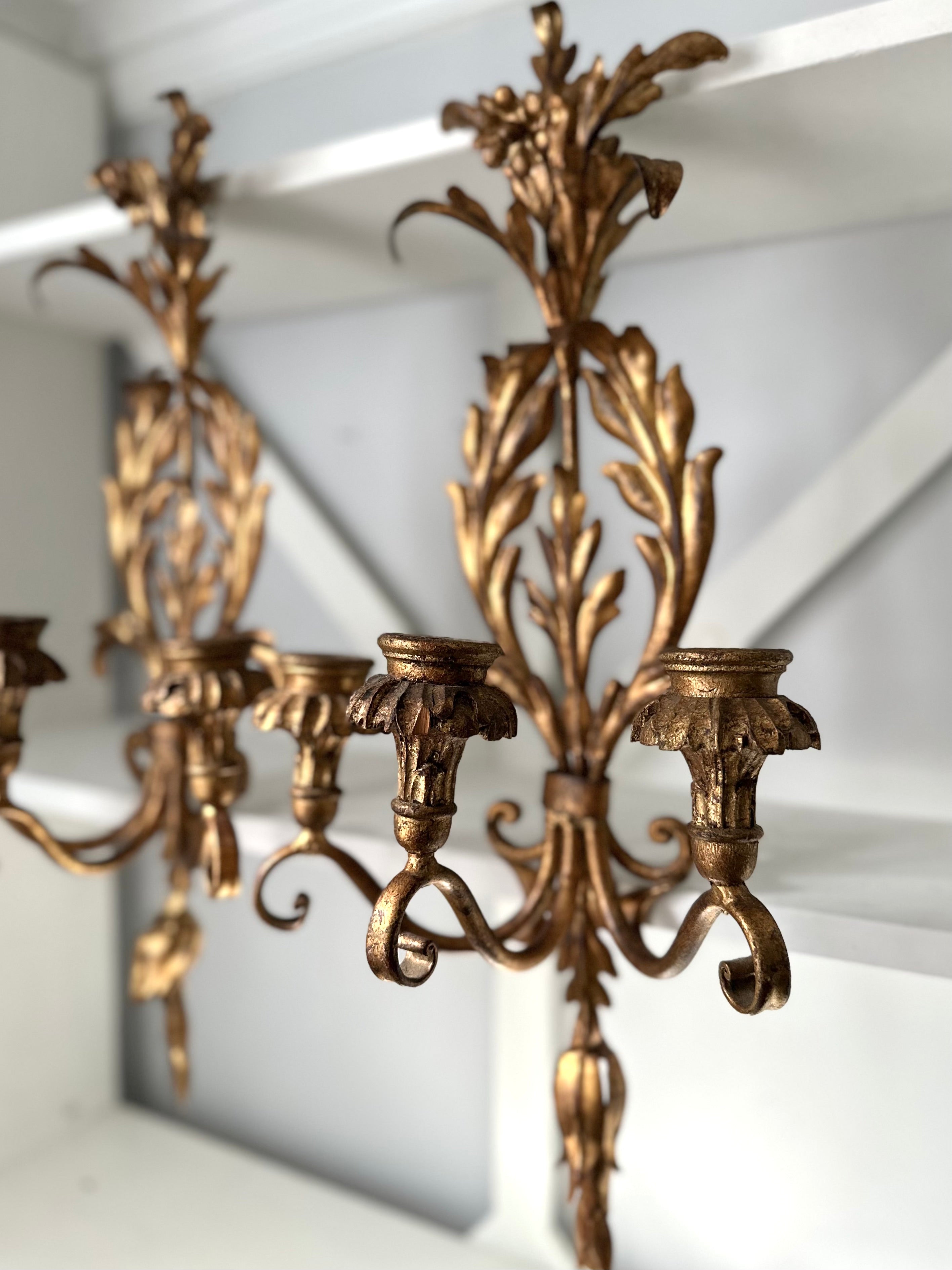 Pair Vintage Hollywood Regency Sconces