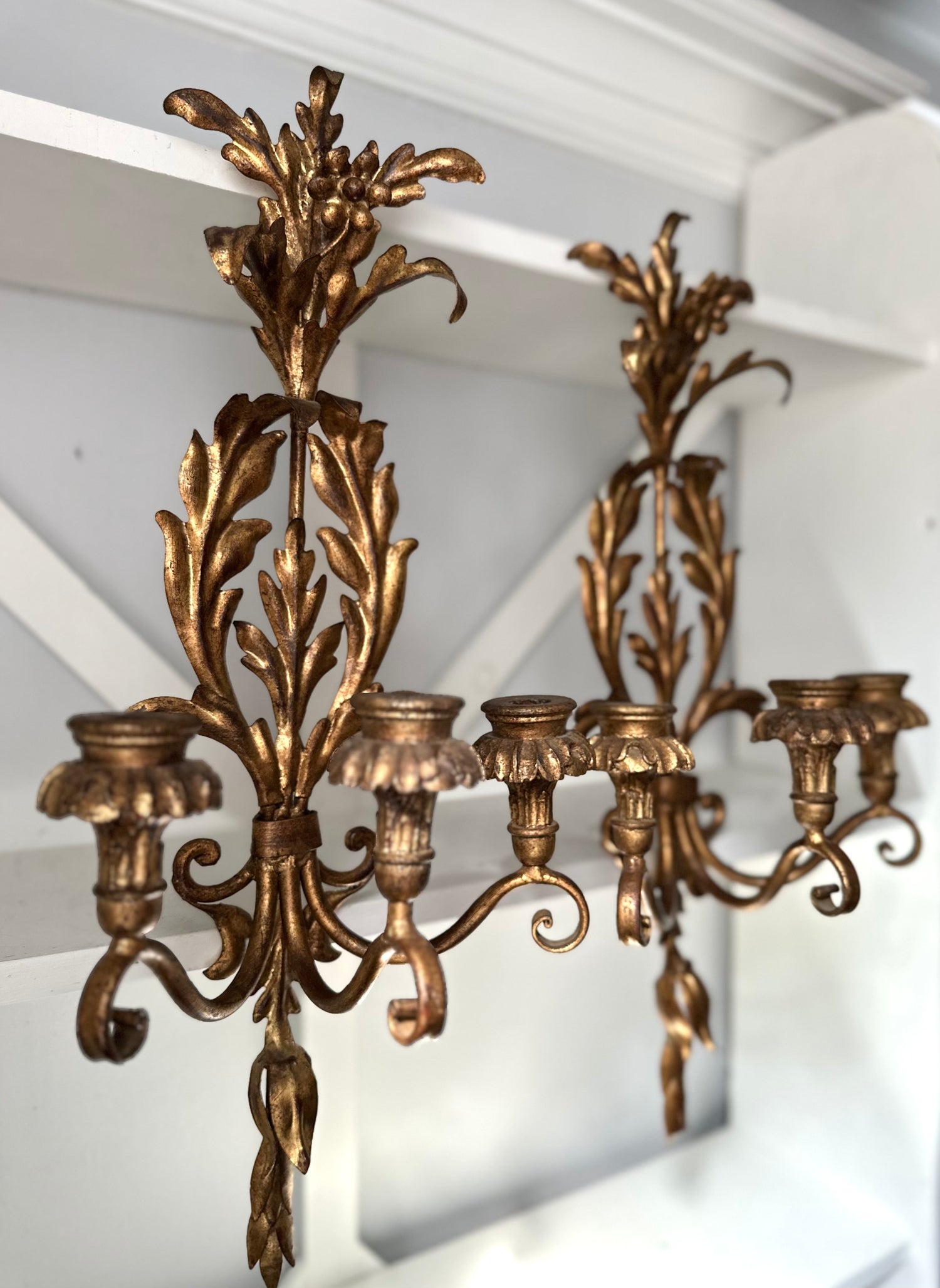 Pair Vintage Hollywood Regency Sconces
