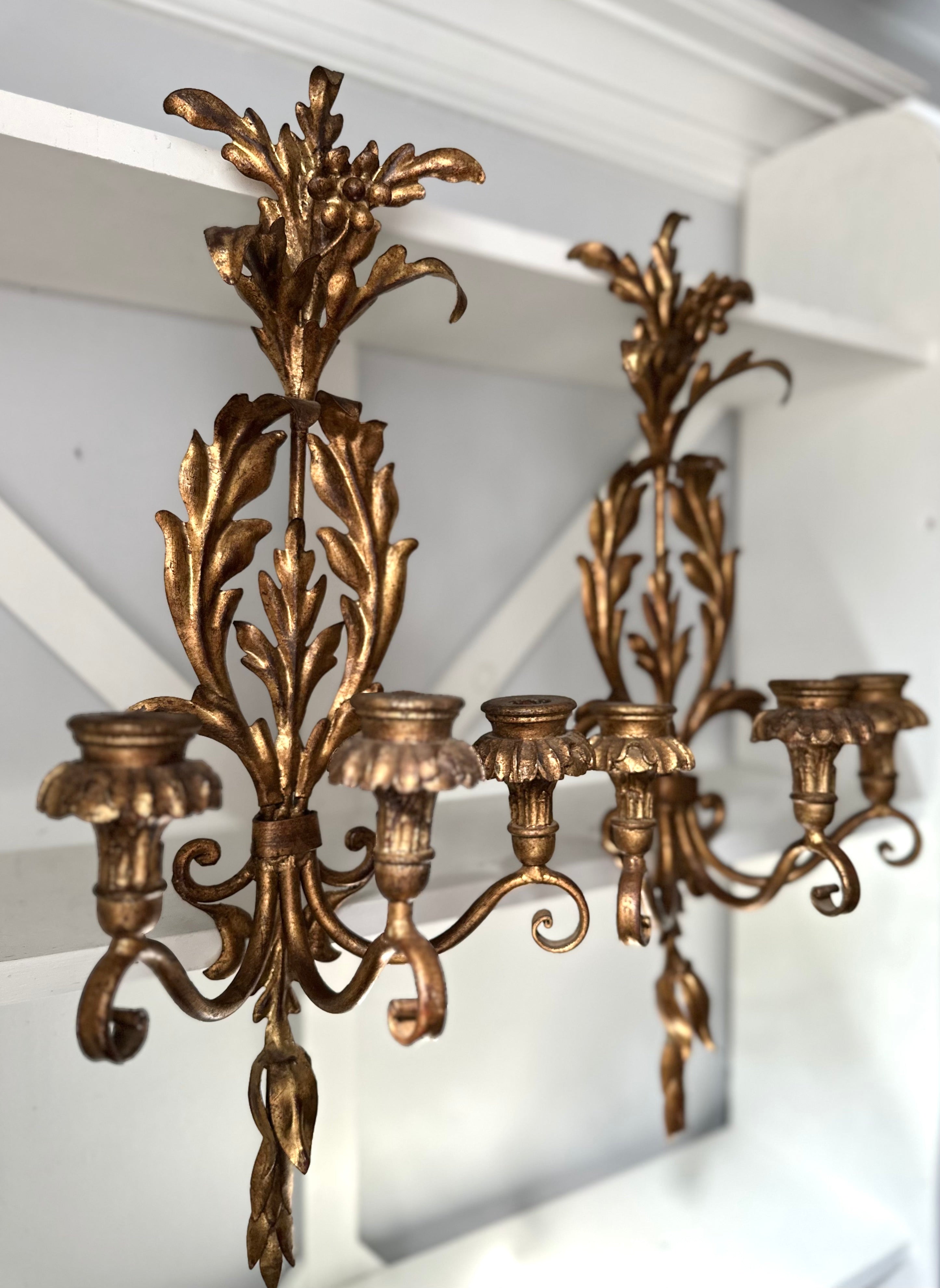 Pair Vintage Hollywood Regency Sconces