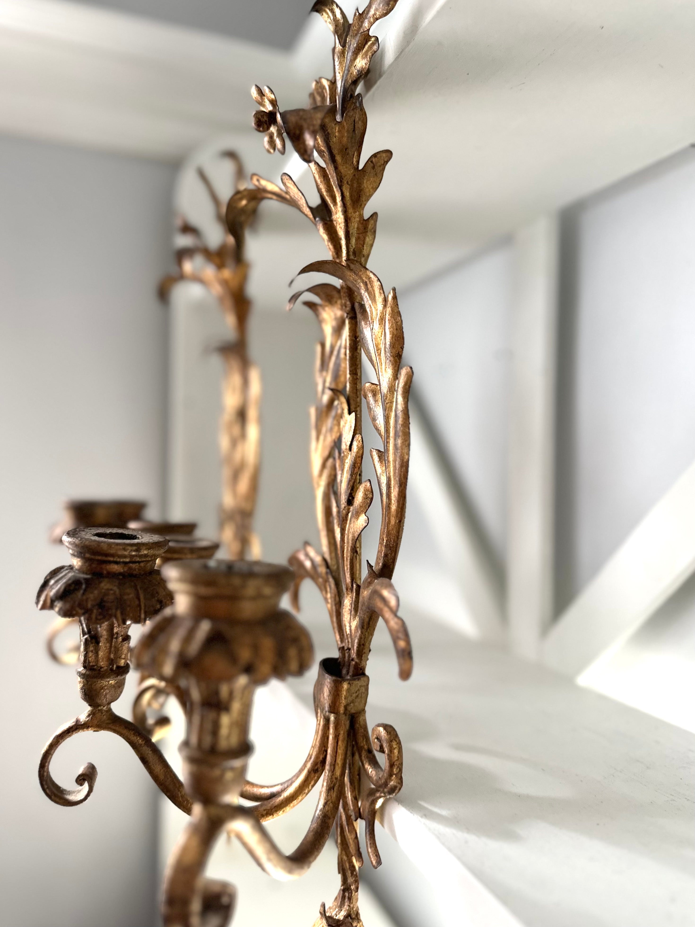 Pair Vintage Hollywood Regency Sconces