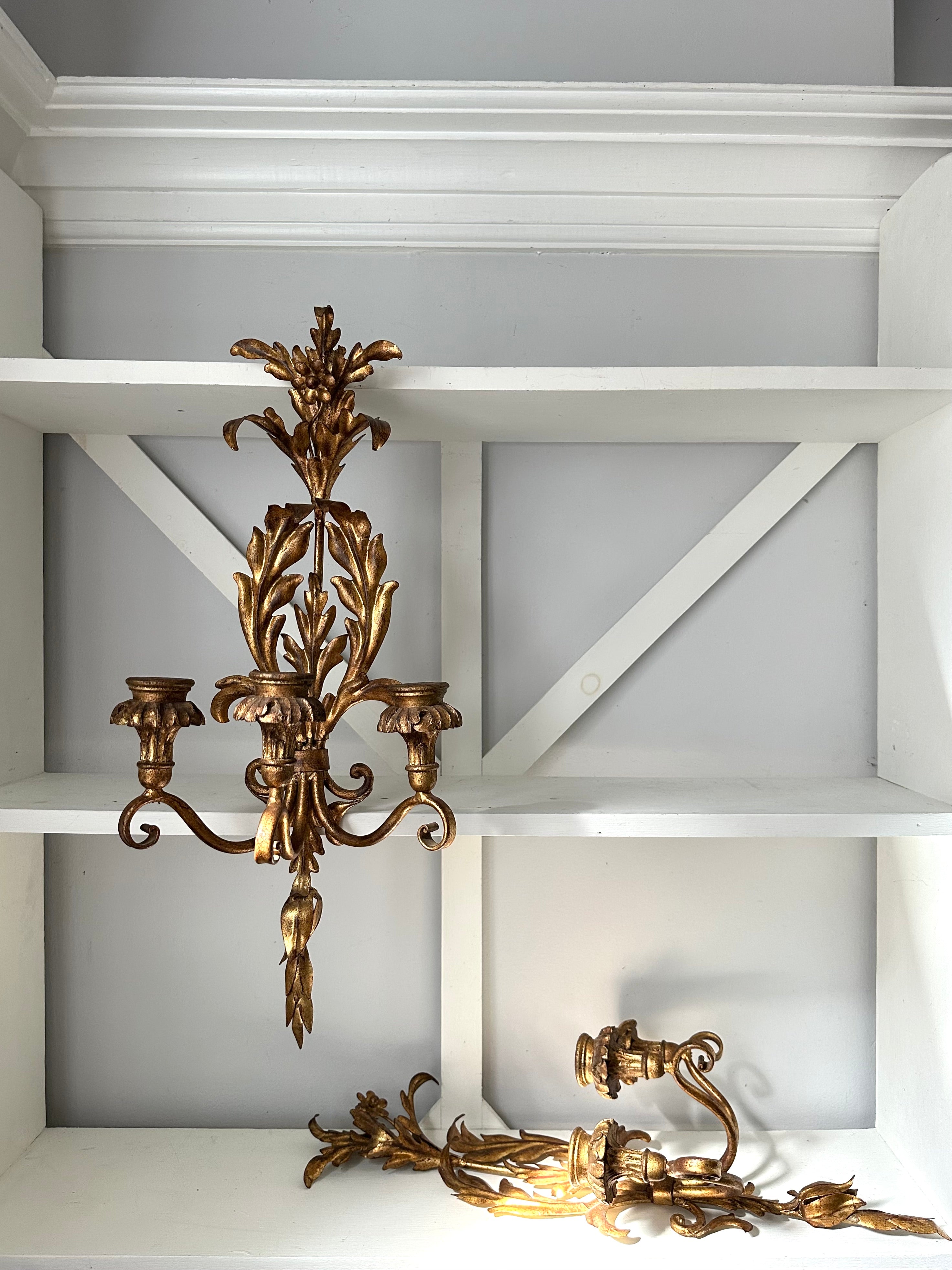 Pair Vintage Hollywood Regency Sconces