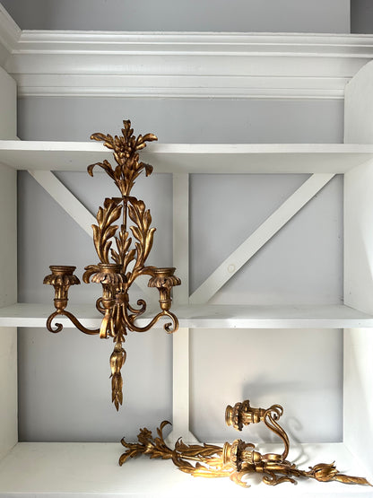 Pair Vintage Hollywood Regency Sconces