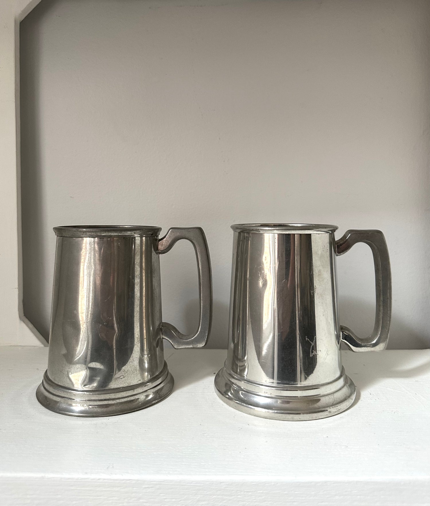 VIntage Pair Pewter Steins Mugs Made by Birks in England