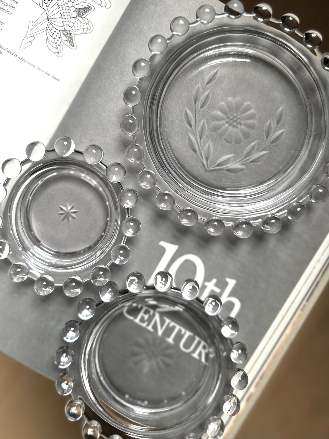 Set of 3 Cornflower Candlewick Dishes