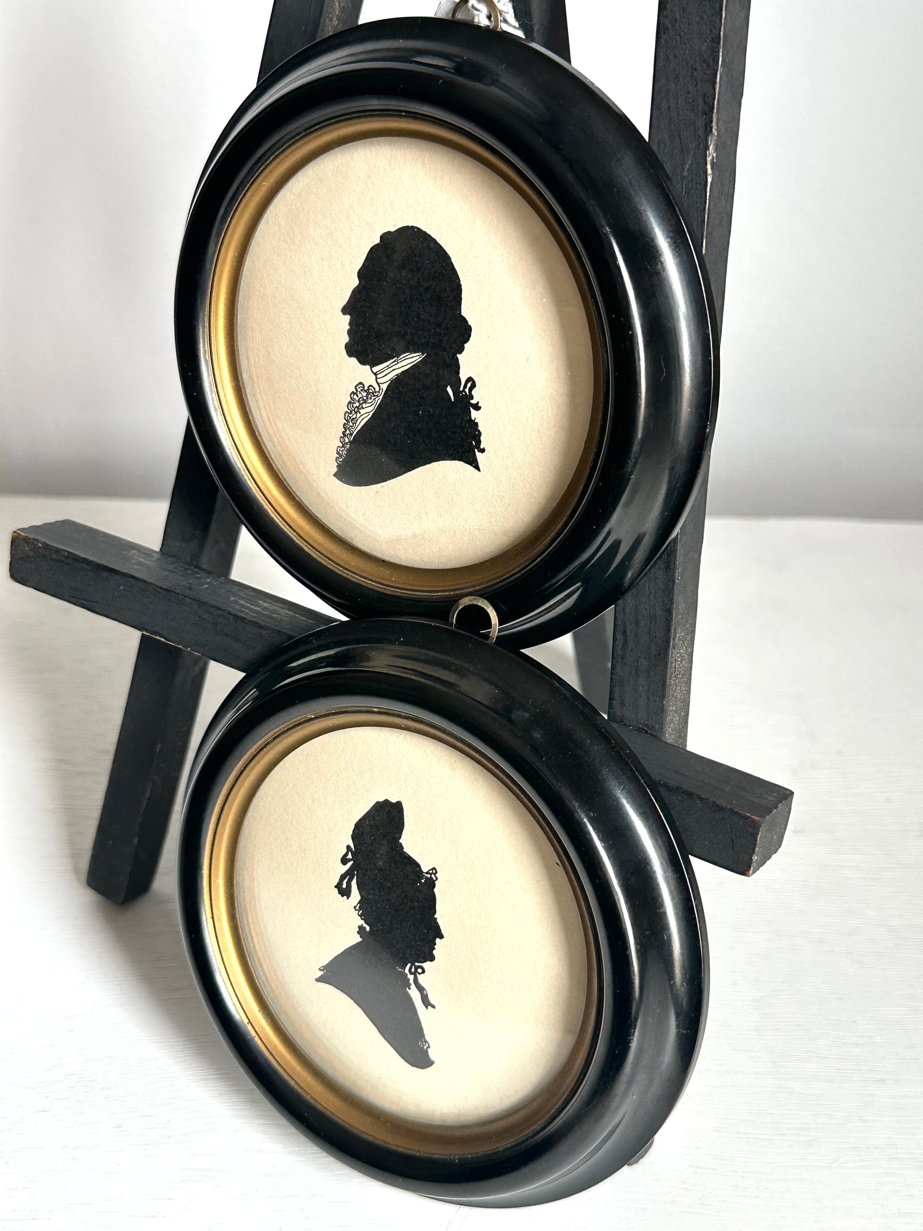 Vintage Pair Black and White Silhouettes