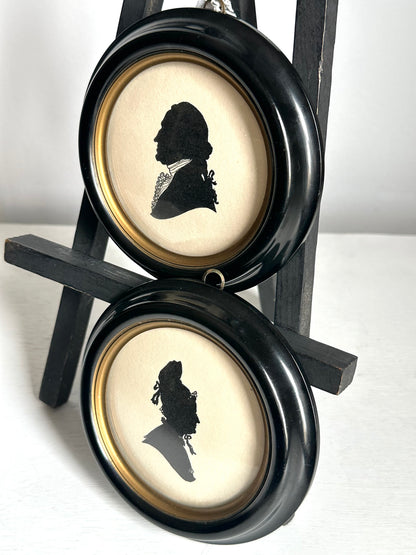 Vintage Pair Black and White Silhouettes