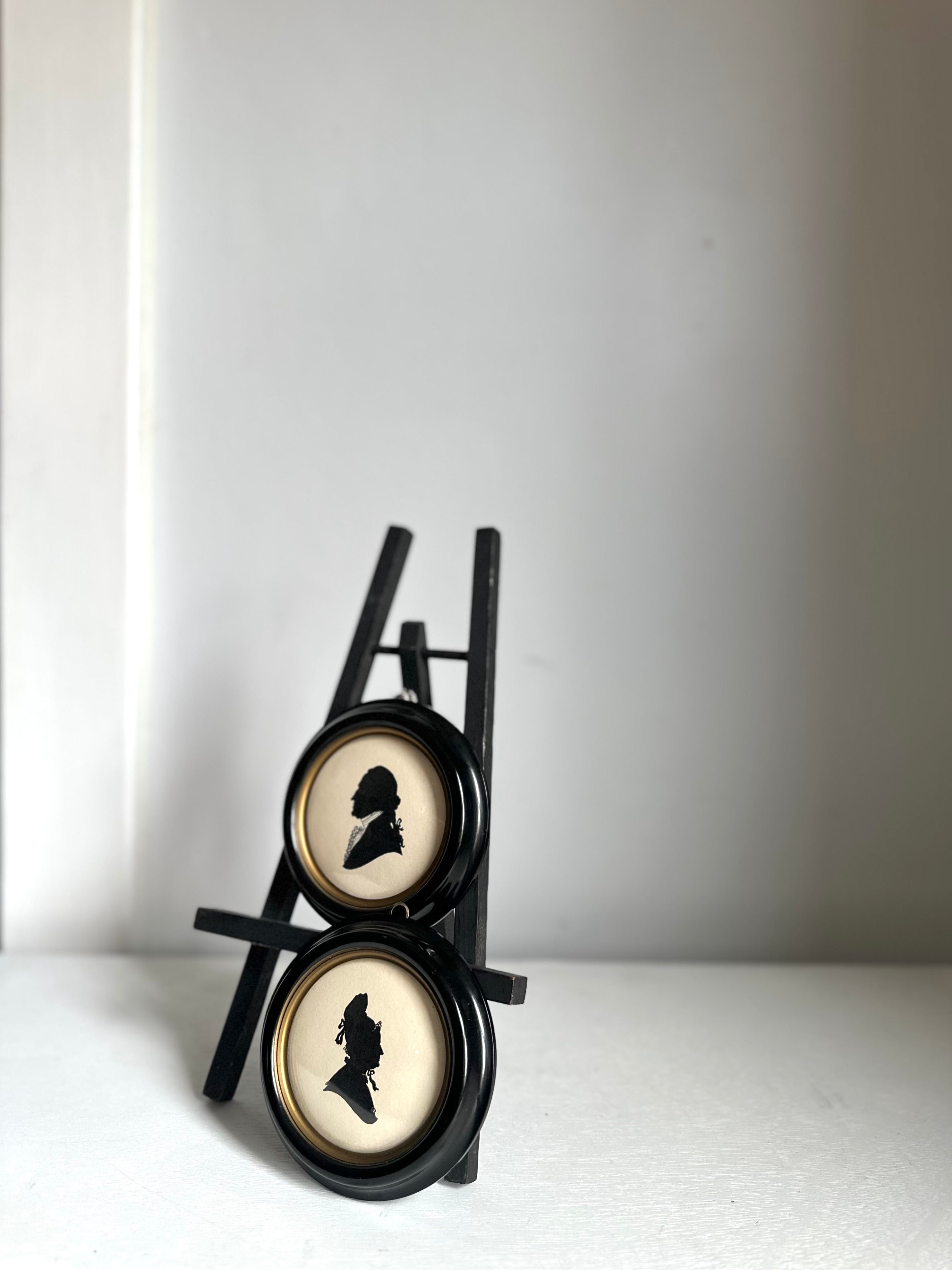 Vintage Pair Black and White Silhouettes