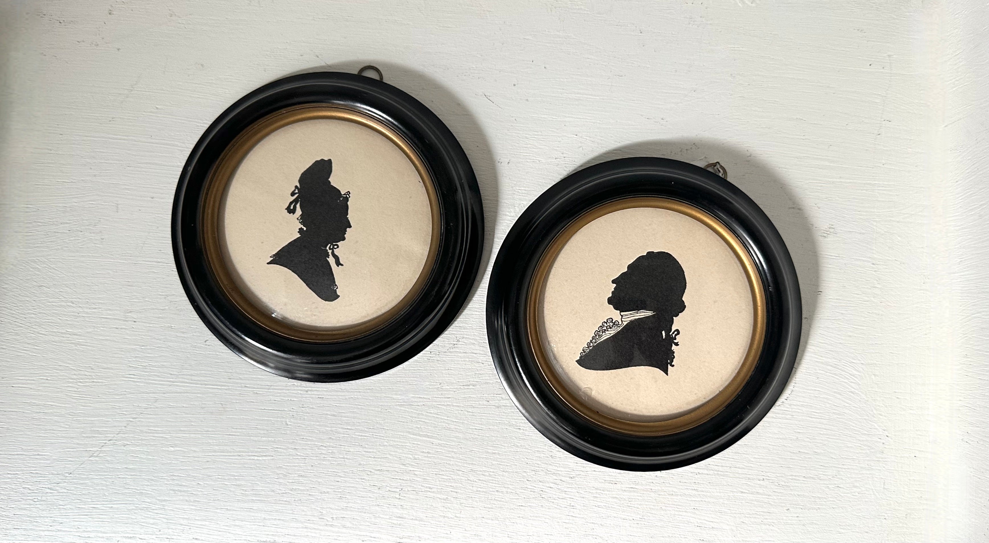Vintage Pair Black and White Silhouettes
