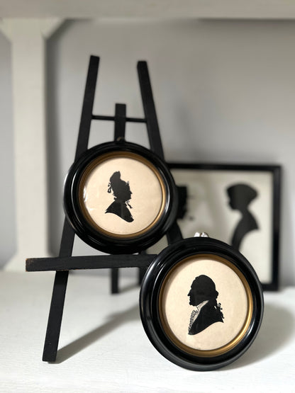 Vintage Pair Black and White Silhouettes