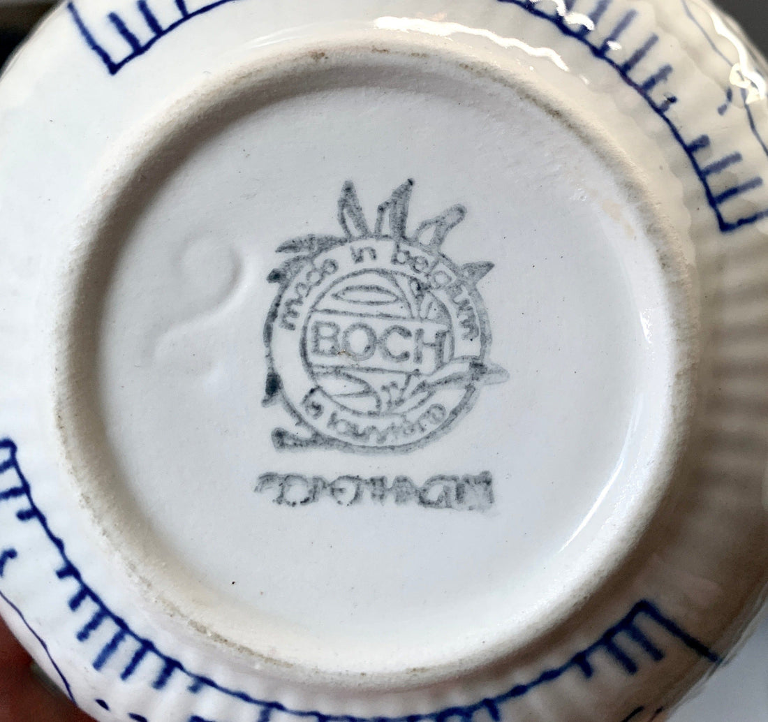 Pair Blue + White Belgium Soup Bowls