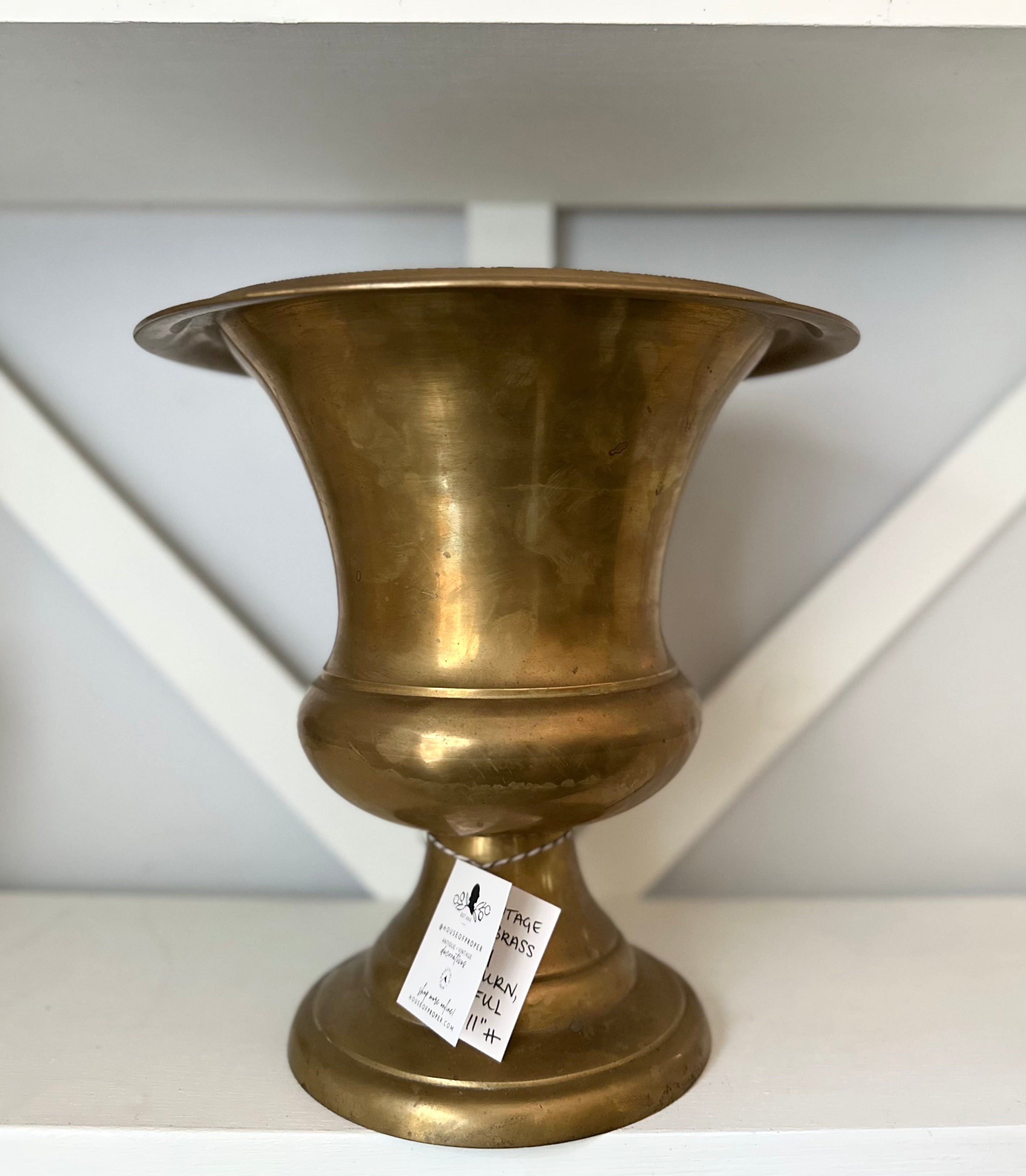 Vintage Brass Urn, 11"