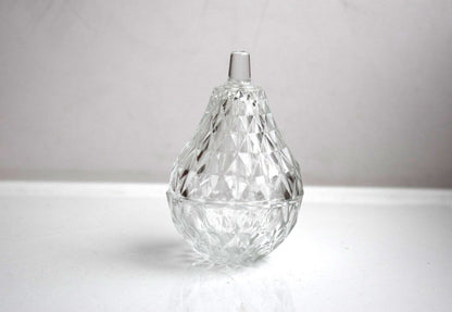 Vintage Cut Glass Jar with Lid Pear Shape Made in Italy.jpeg