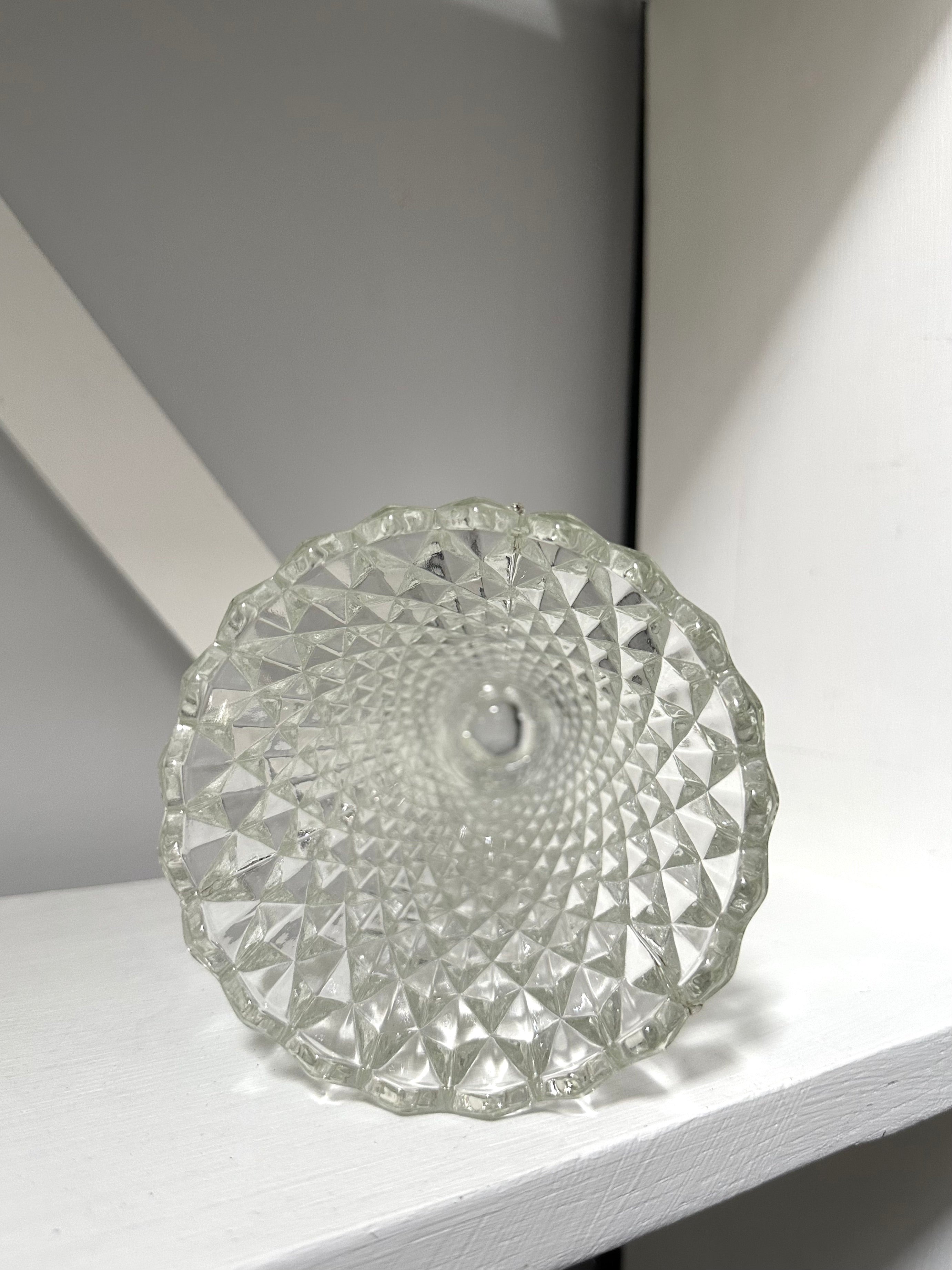 Vintage Diamond Point Pressed Glass Vase