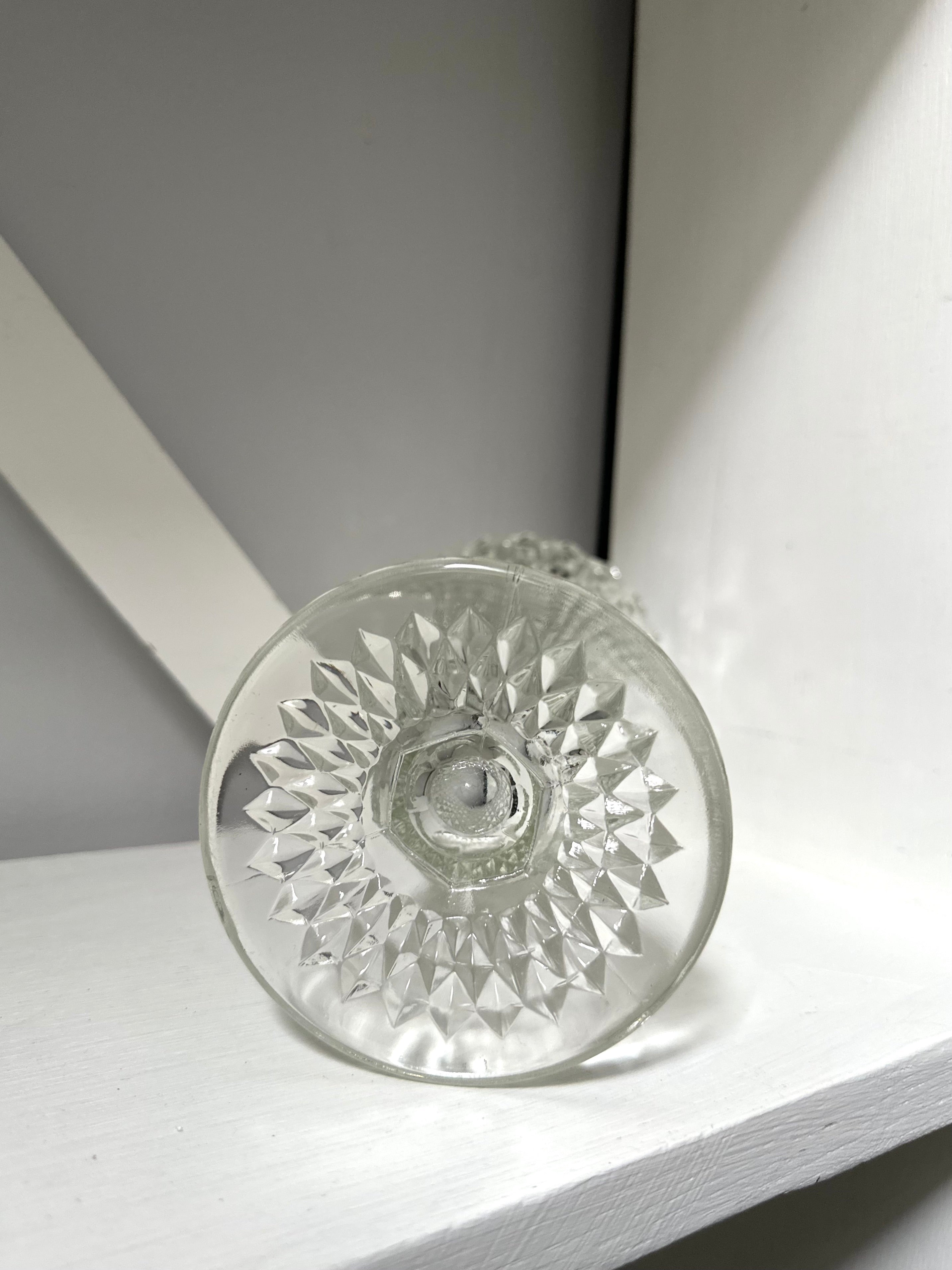 Vintage Diamond Point Pressed Glass Vase