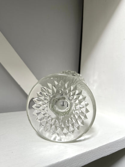 Vintage Diamond Point Pressed Glass Vase