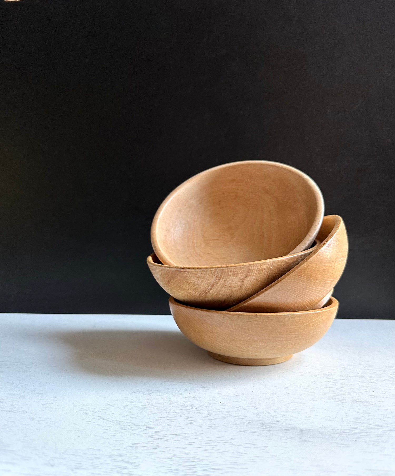 Vintage Japanese Wood Serving Bowls, Mid Century Set, Kitchen Decor