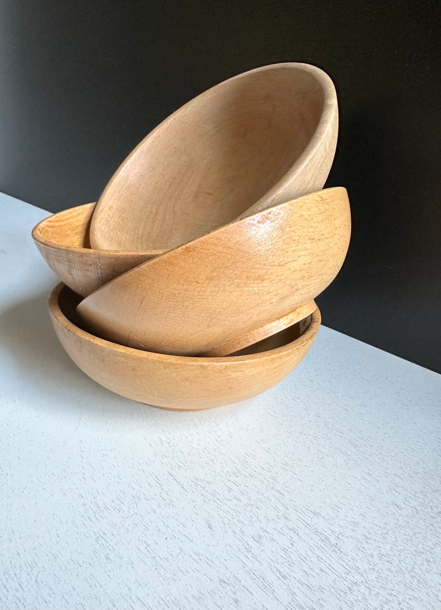 Vintage Japanese Wood Serving Bowls, Mid Century Set, Kitchen Decor