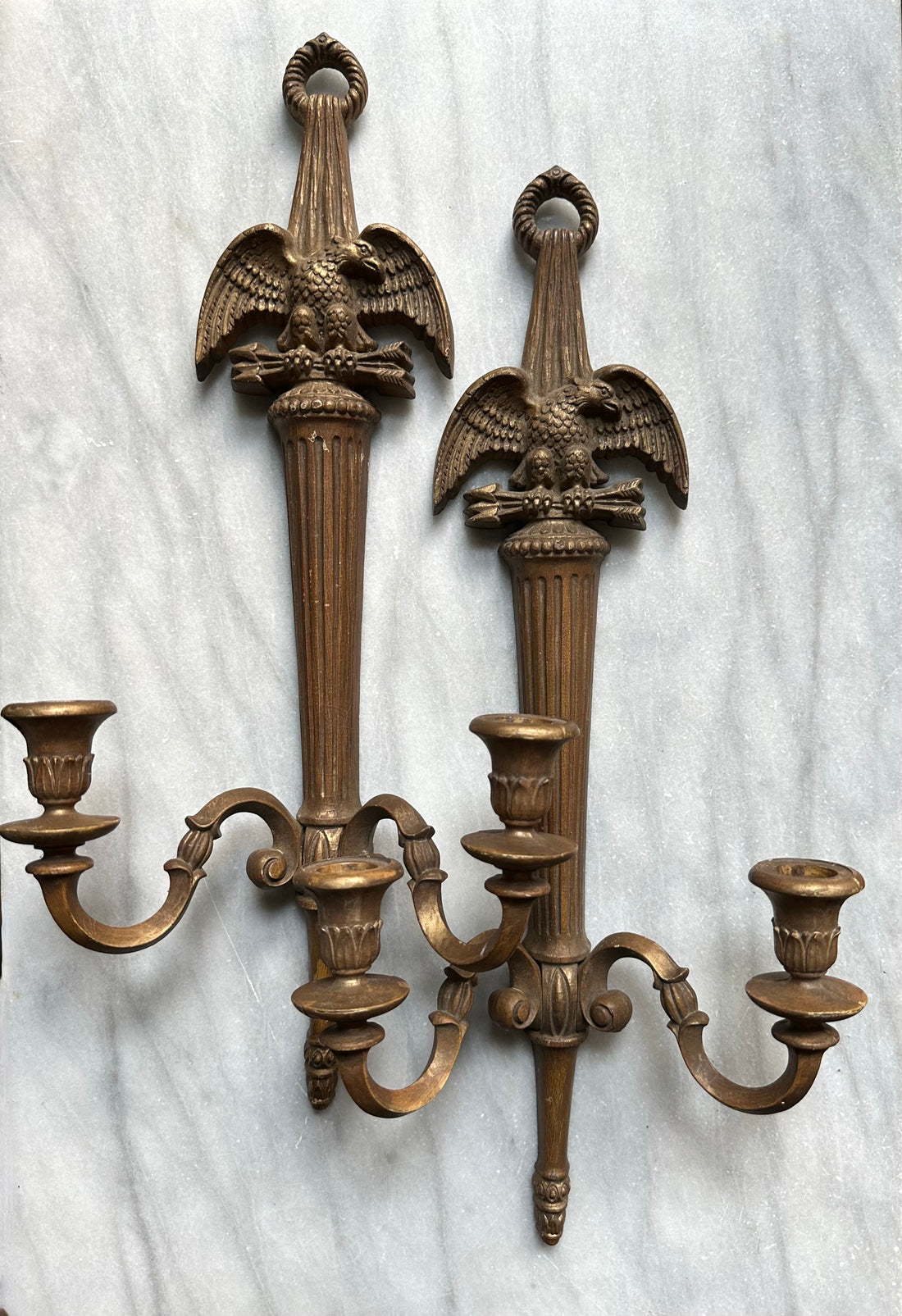 Pair of Neoclassical Eagle Candle Sconces