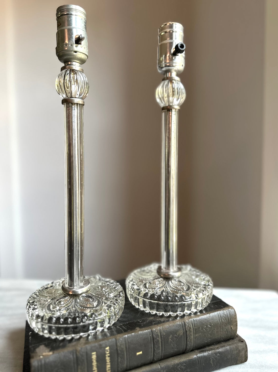Vintage Pair Petite Glass Lamps