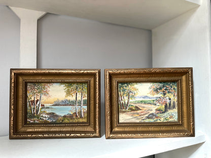Vintage Pair Cottage Watercolour Prints