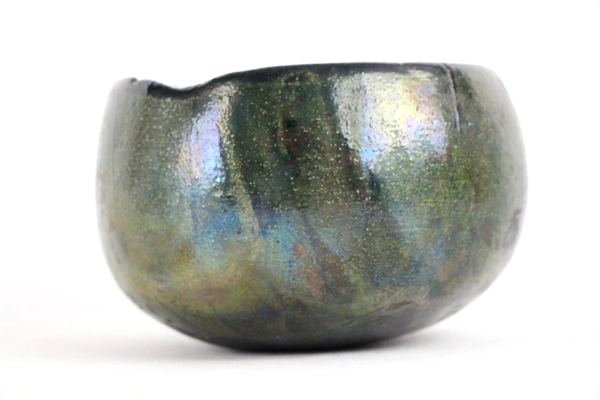 Vintage Raku Iridescent Bowl