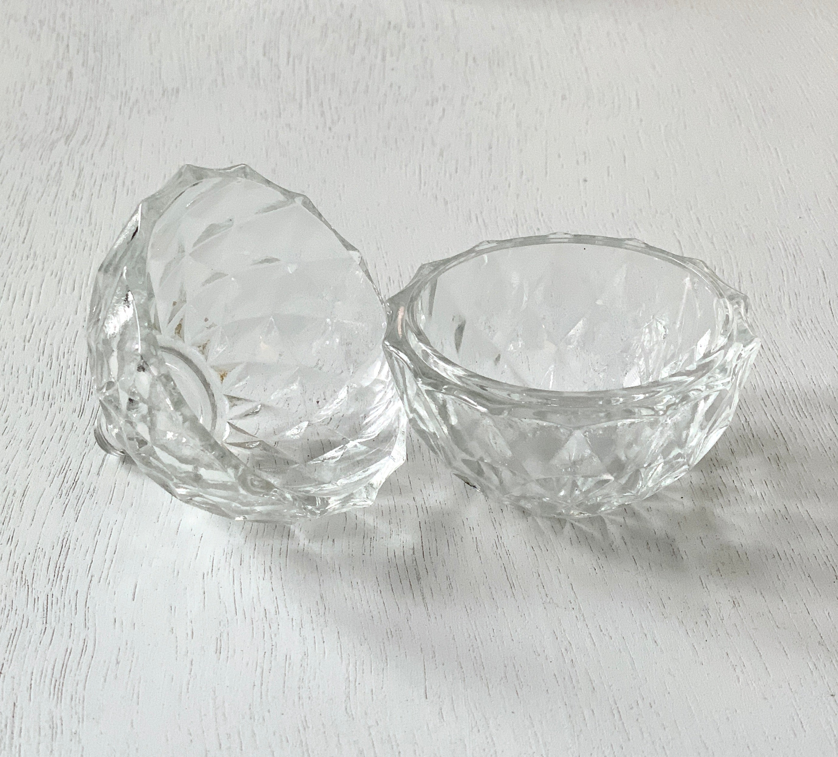 Vintage Glass Mini Cut Glass Jar with Lid Made in Italy