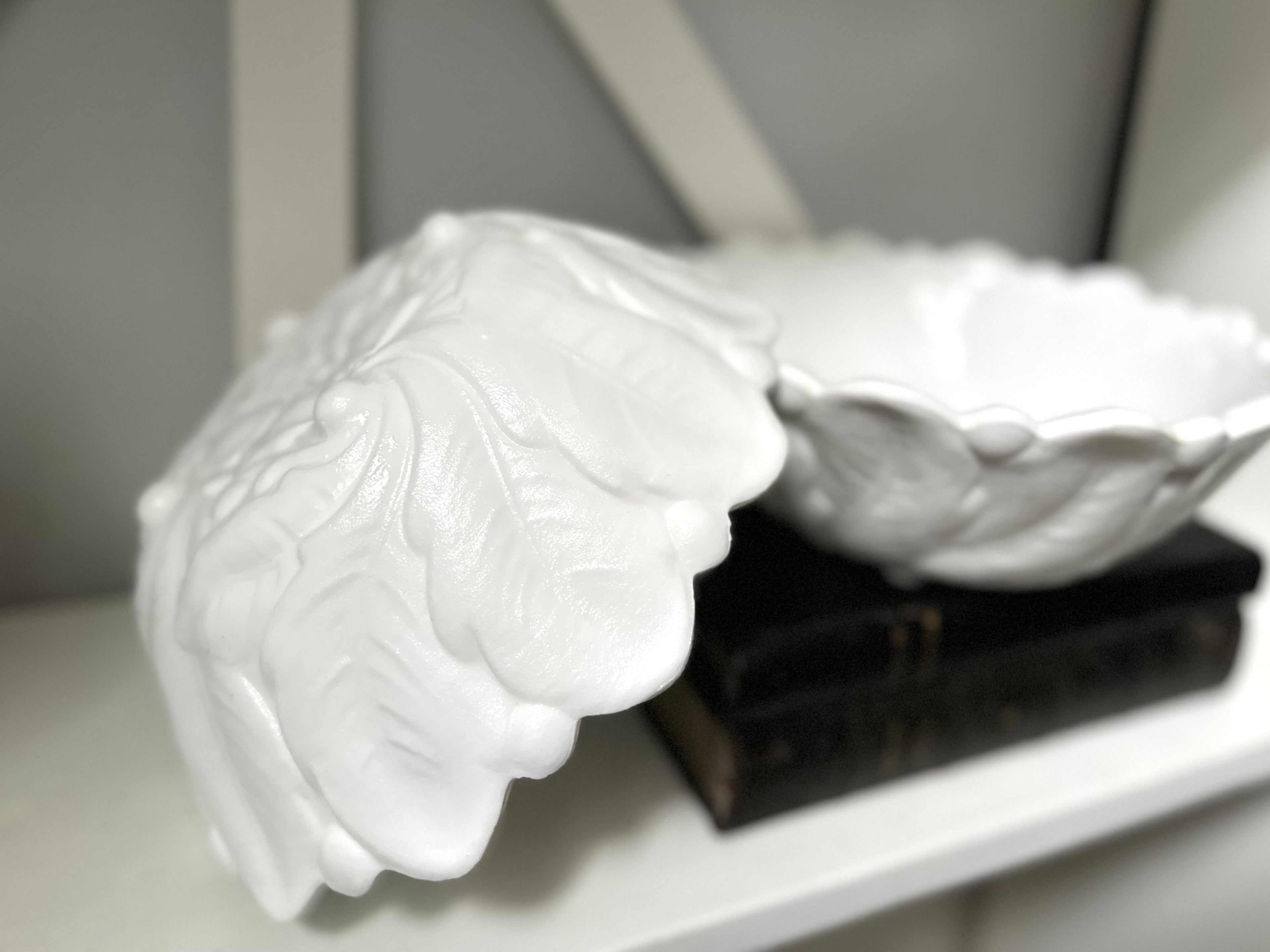 Indiana Glass Wild Rose Milk Glass Serving Bowl