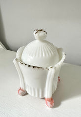 Westmoreland Specialty Co “Flute & Crown” Milk Glass Mustard Bowl with Lid, Original Label